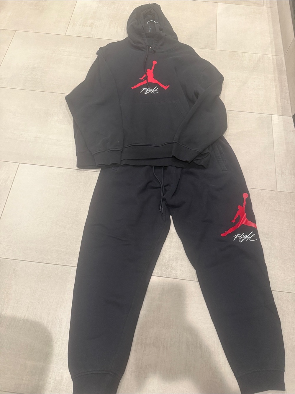 Jordan Black Sweatpants XL pants L with Red Jumpman Flight Logo